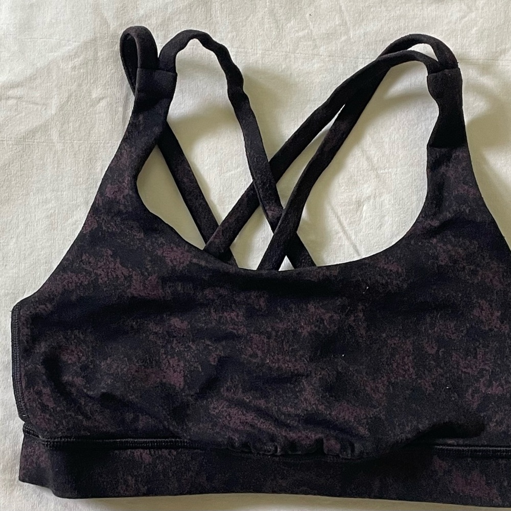 lululemon athletica Energy Jacquard Black Sports Bra Size 2